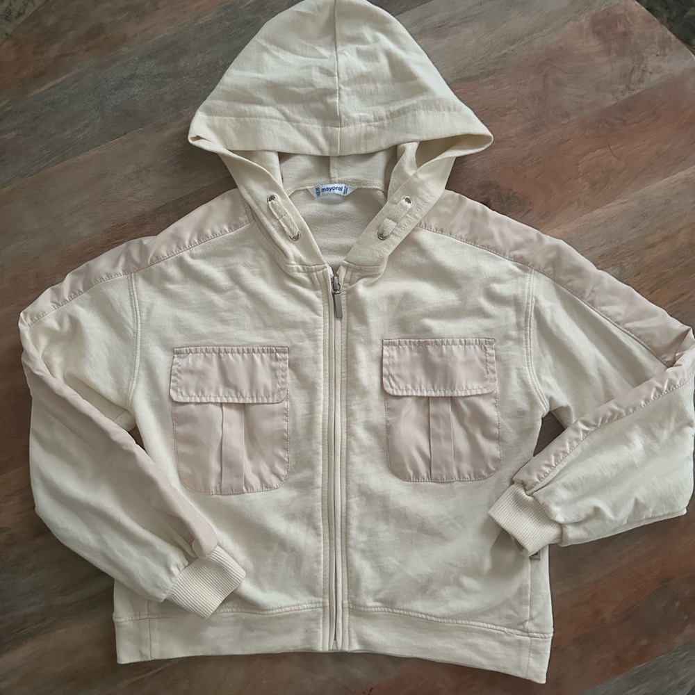 Mayoral Girls Cream Zip-up Hoodie Jacket